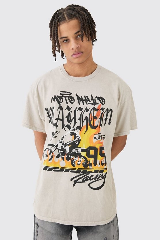 Oversize T-Shirt mit lizenziertem Moto Racing Print