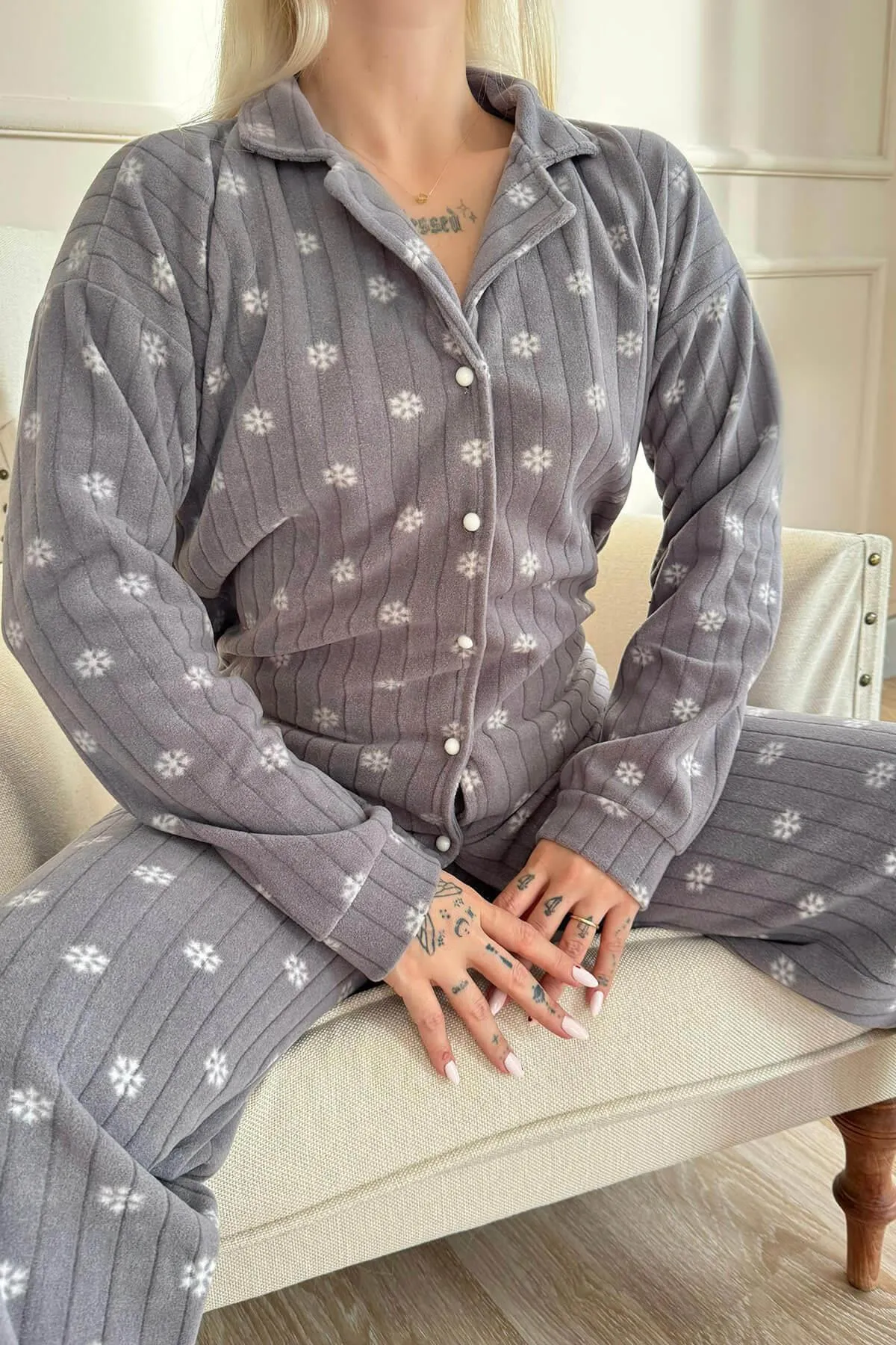 Pijamaevi  Pyjama set - Grau - Pünktchen
