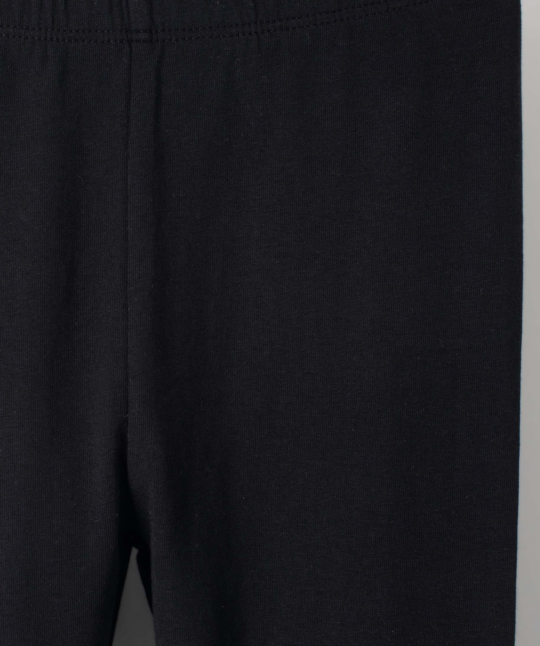 Legging fille long uni en coton stretch noir | GEMO