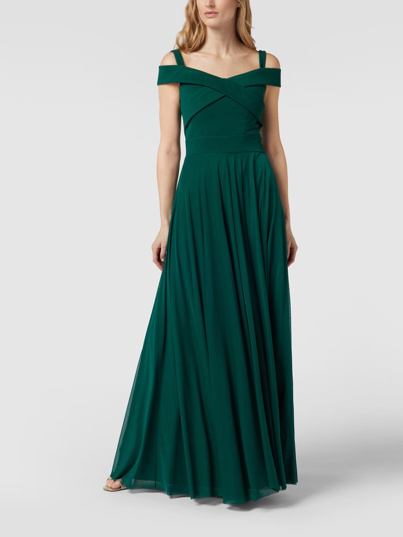 Abendkleid mit elastischen Trägern in smaragdgrün