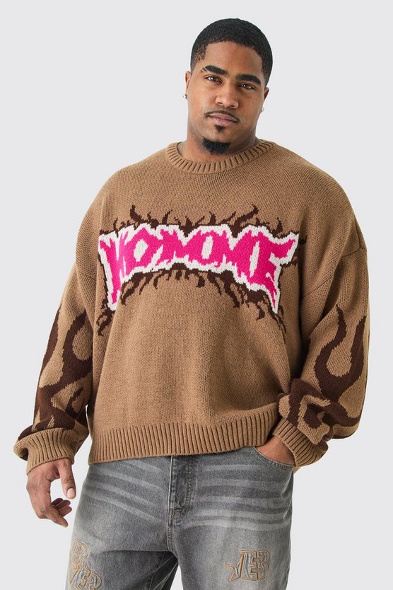 Plus Oversize Homme Pullover in Taupe