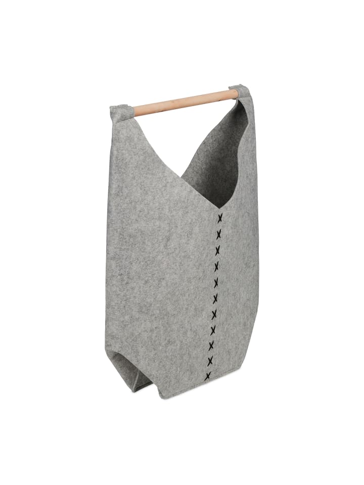 relaxdays Wäschesammler in Hellgrau/ Natur - (B)62 x (H)68 x (T)34,5 cm günstig kaufen onesize