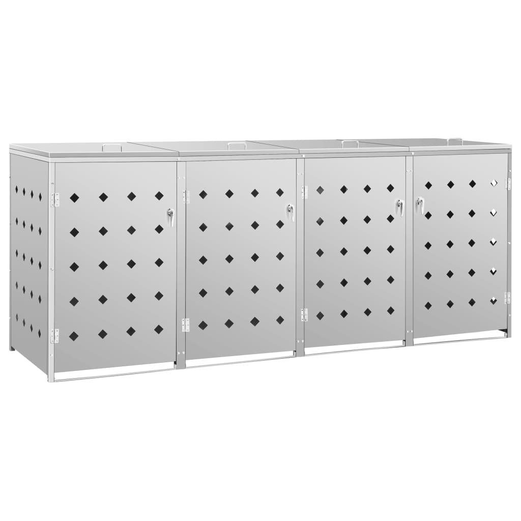 DOTMALL Mülltonnenbox Gartenbox 4 x 240L,Edelstahl, Mülltonnenverkleidung
