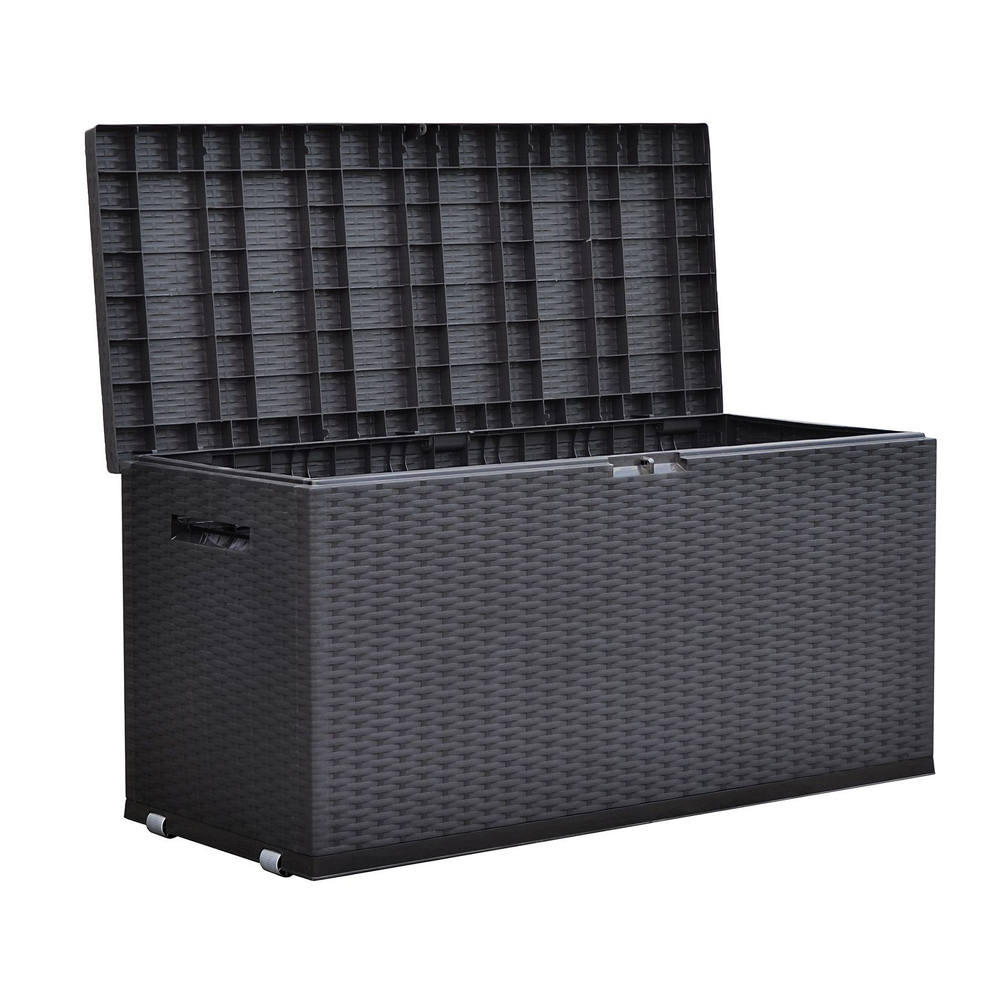 Jelenia Plast Gartentruhe NIZZA 350 Liter, in Rattan Design anthrazit