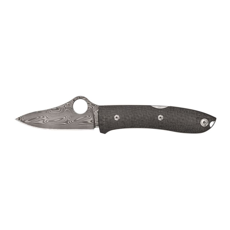 Spyderco Spyopera Carbon Fiber Thor Damascus C255CFPD