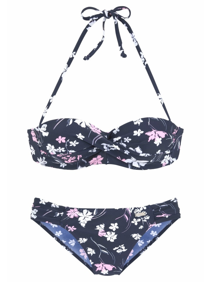 LASCANA Bügel-Bandeau-Bikini in marine-bedruckt günstig kaufen