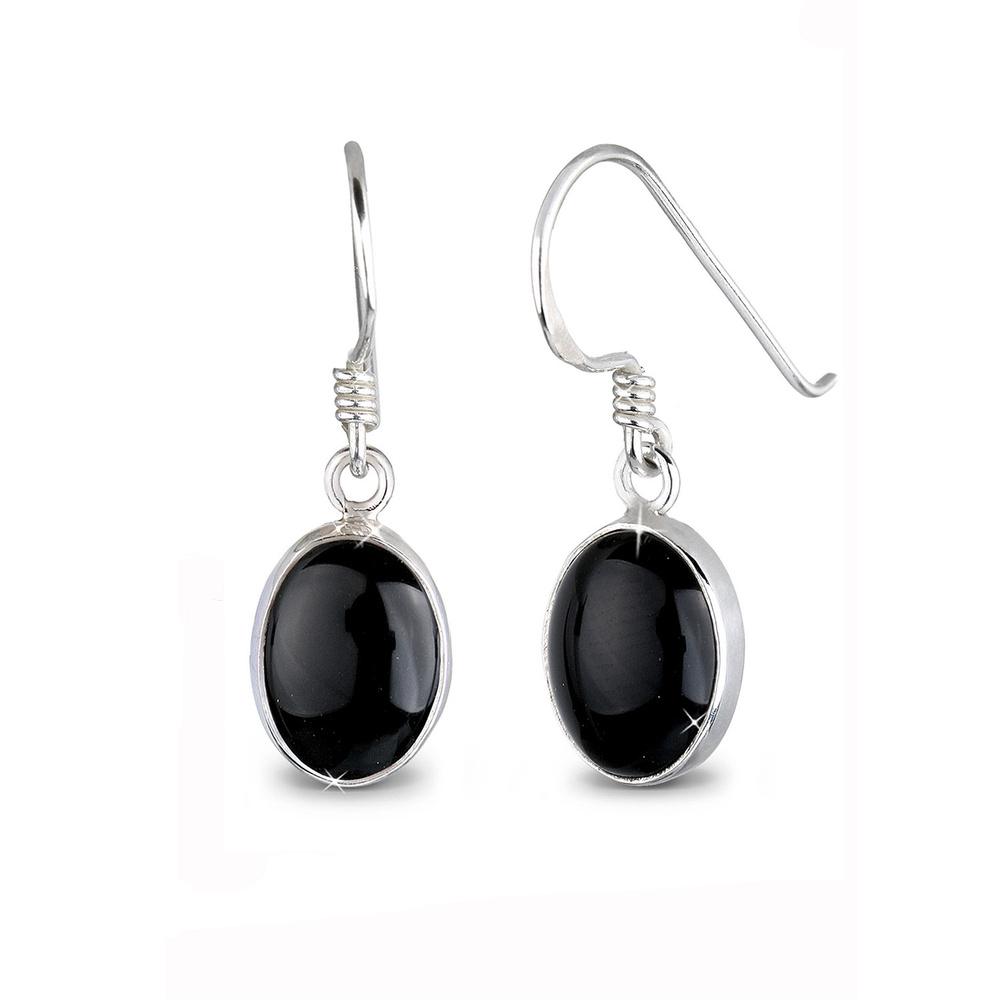Elli Elli Boucles d'Oreilles Onyx Edelstein 925 Sterling Silber Boucles d'oreilles