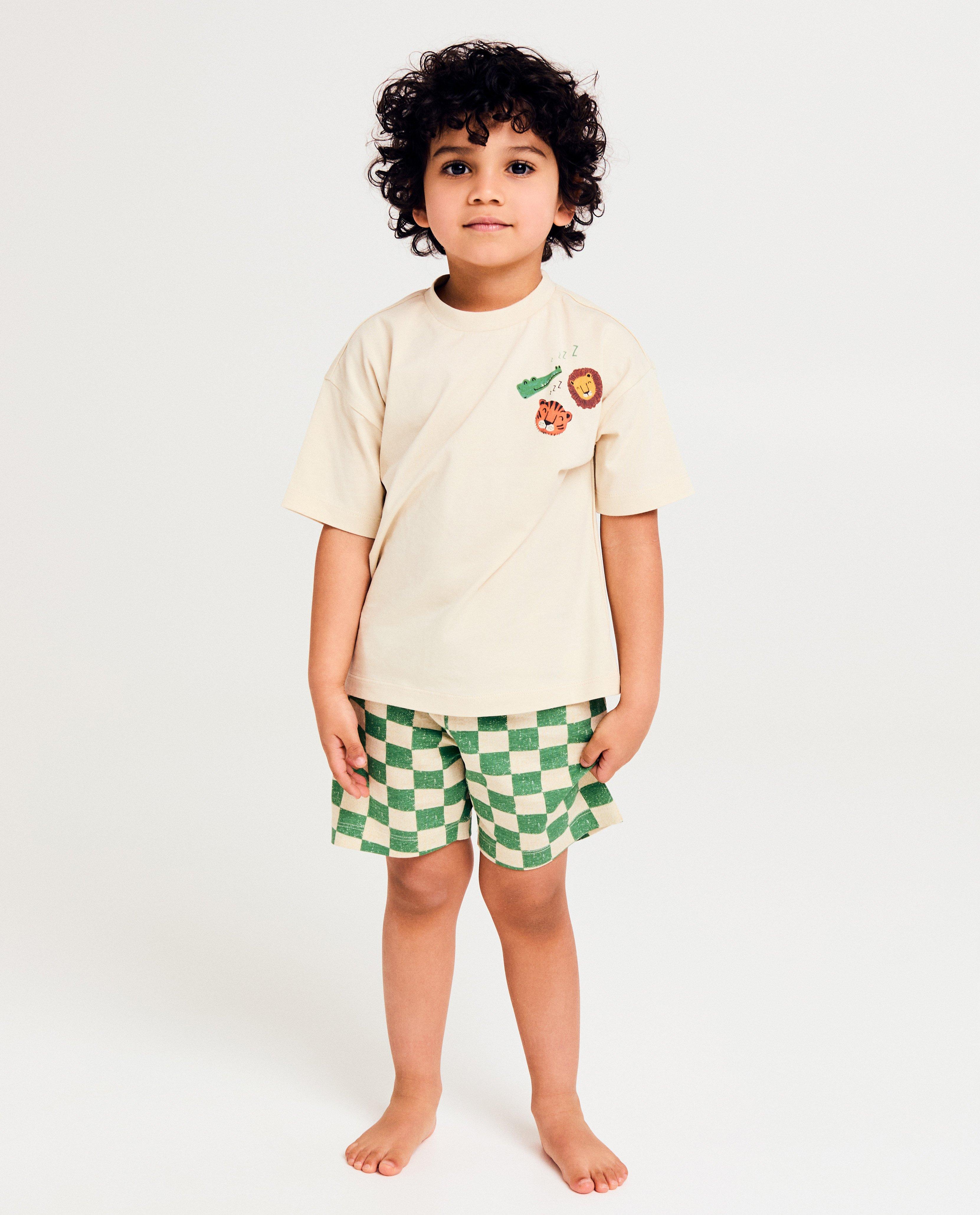 Pijamale Kidz Nation cu imprimeu animal alb