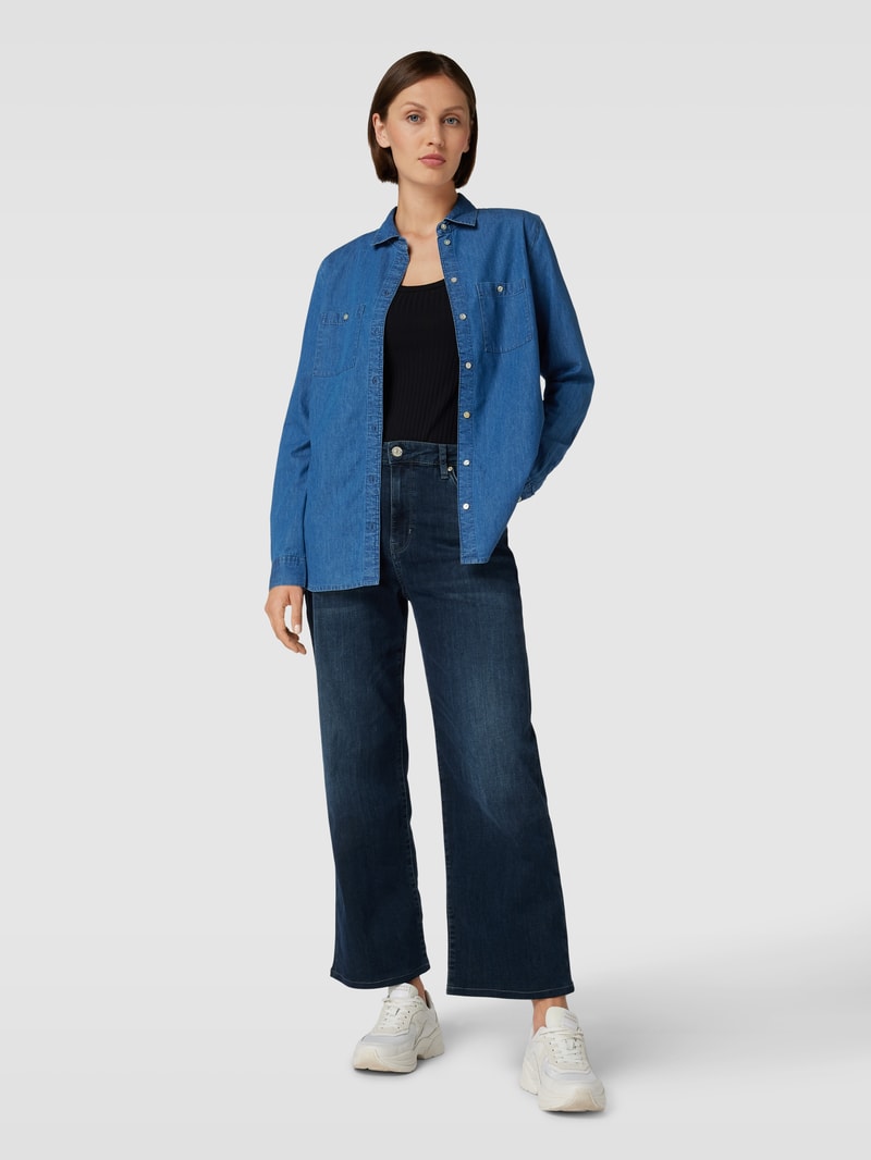 Jeansbluse mit Umlegekragen Modell 'Tencel' in blau