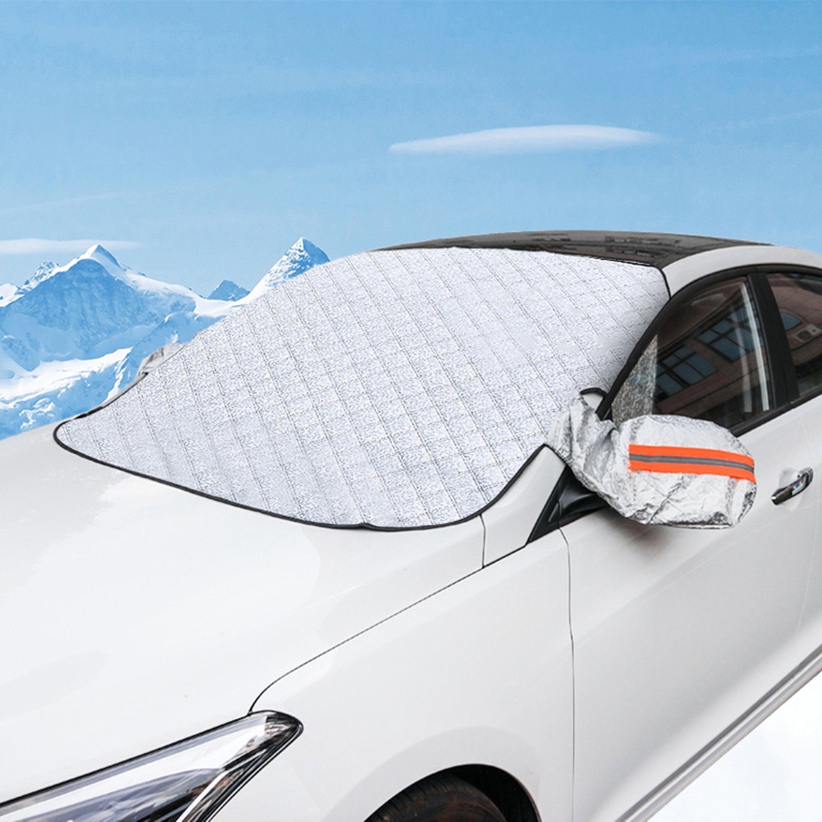Rutaqian Frontscheibenabdeckung Frontscheibenabdeckung, Windschutzscheibenabdeckung, (Auto Scheibenabdeckung, mit Seitenspiegelabdeckung Winter Frostabdeckung), für die Windschutzscheibe gegen Schnee, EIS, Frost, Staub, Sonne