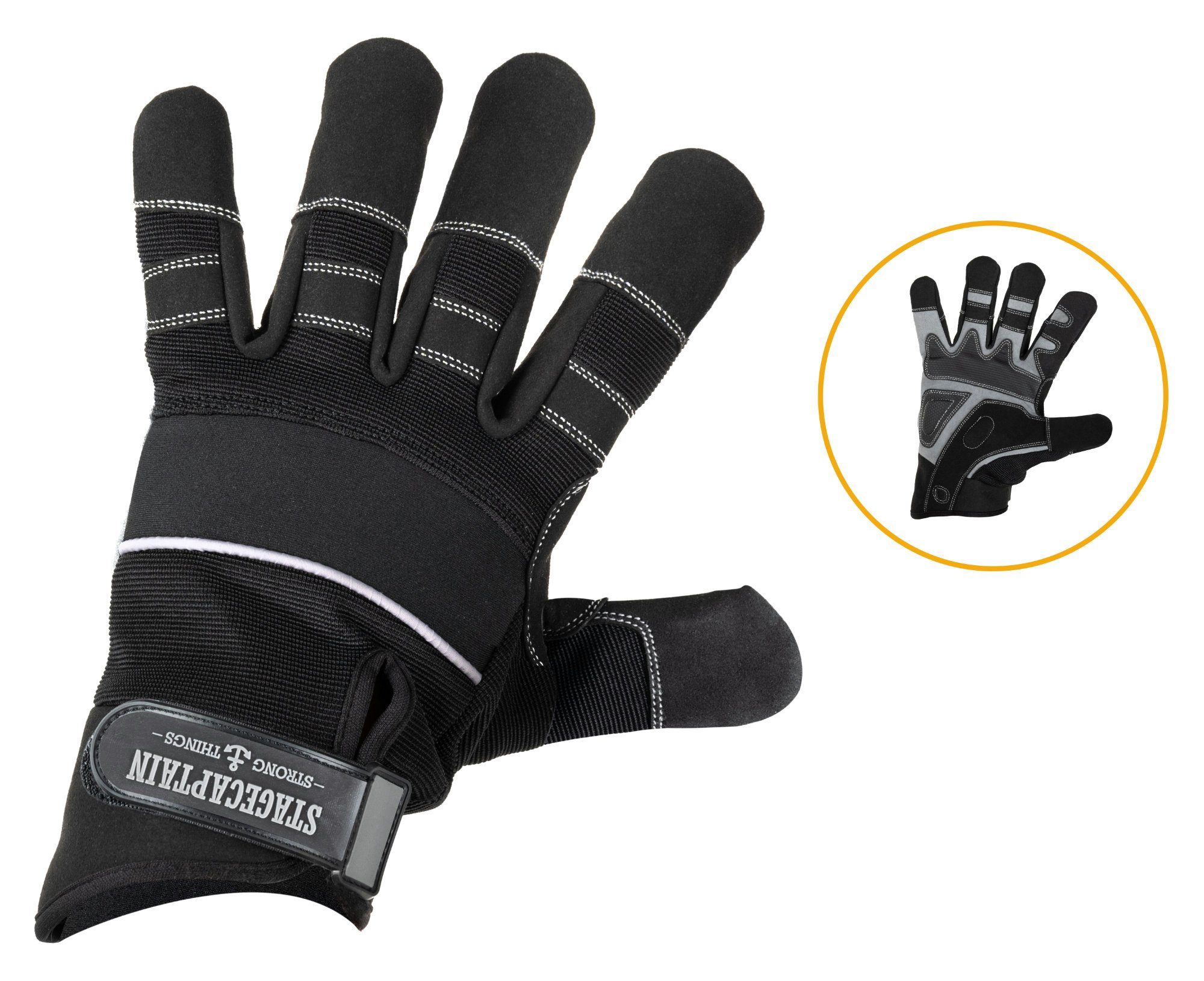 Stagecaptain Arbeitshandschuh-Set Rigger Handschuhe - Größe L Innenfläche aus Kunstleder