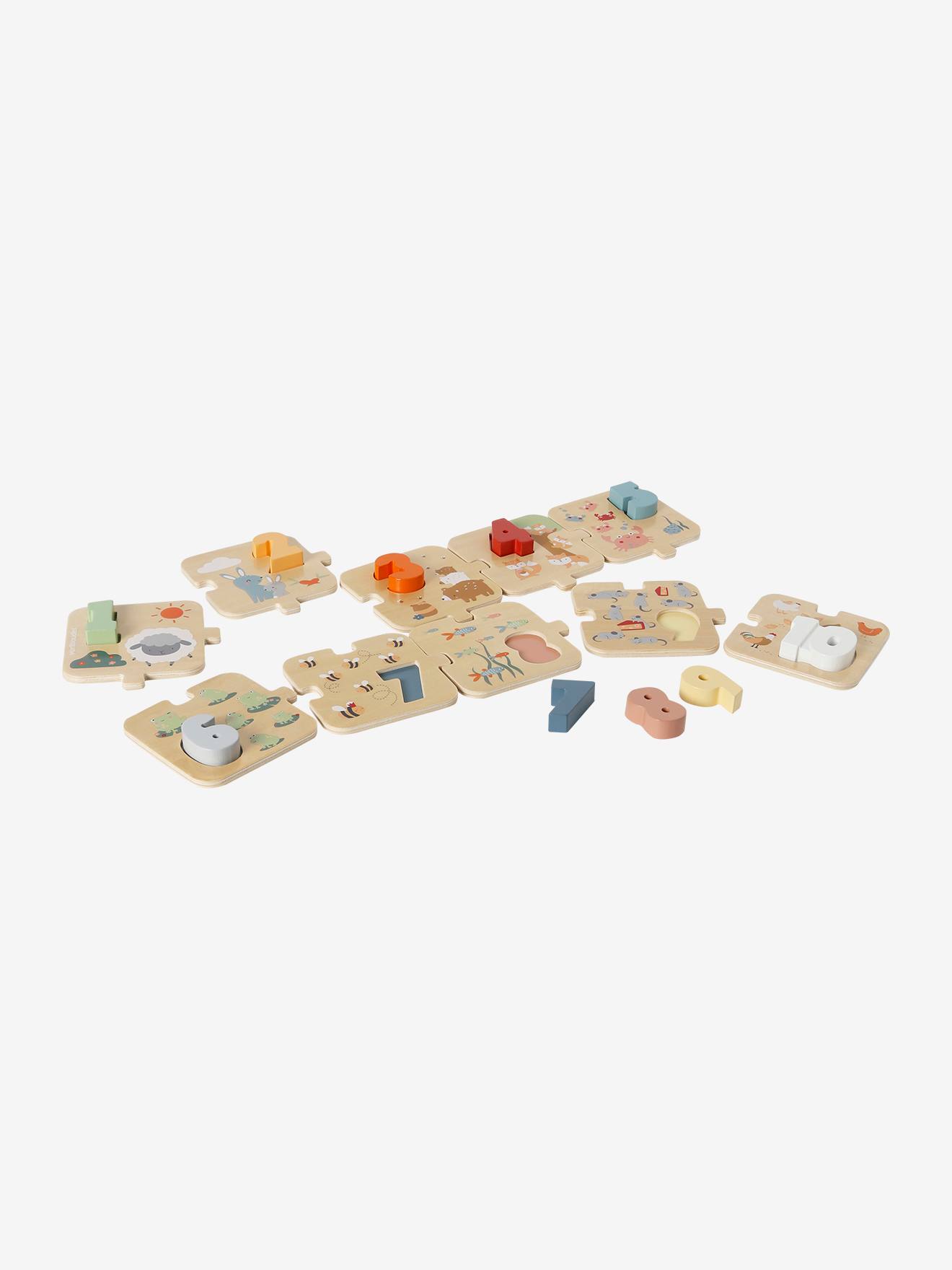 Vertbaudet 2-in-1 Baby Zahlenpuzzle aus Holz FSC - grün
