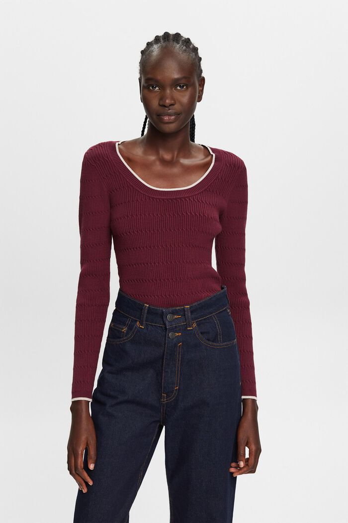 Taillierter Zopfstrickpullover