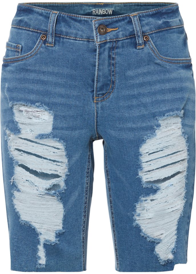 Jeans-Bermuda mit Destroy-Effekten
