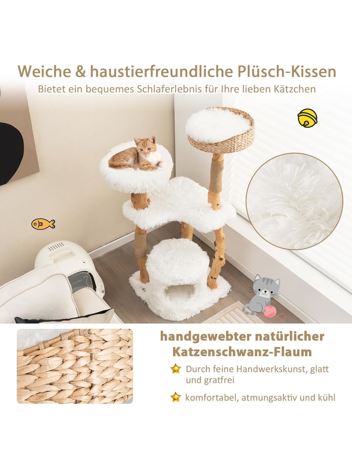 COSTWAY 124cm Kratzbaum in Weiß günstig kaufen onesize