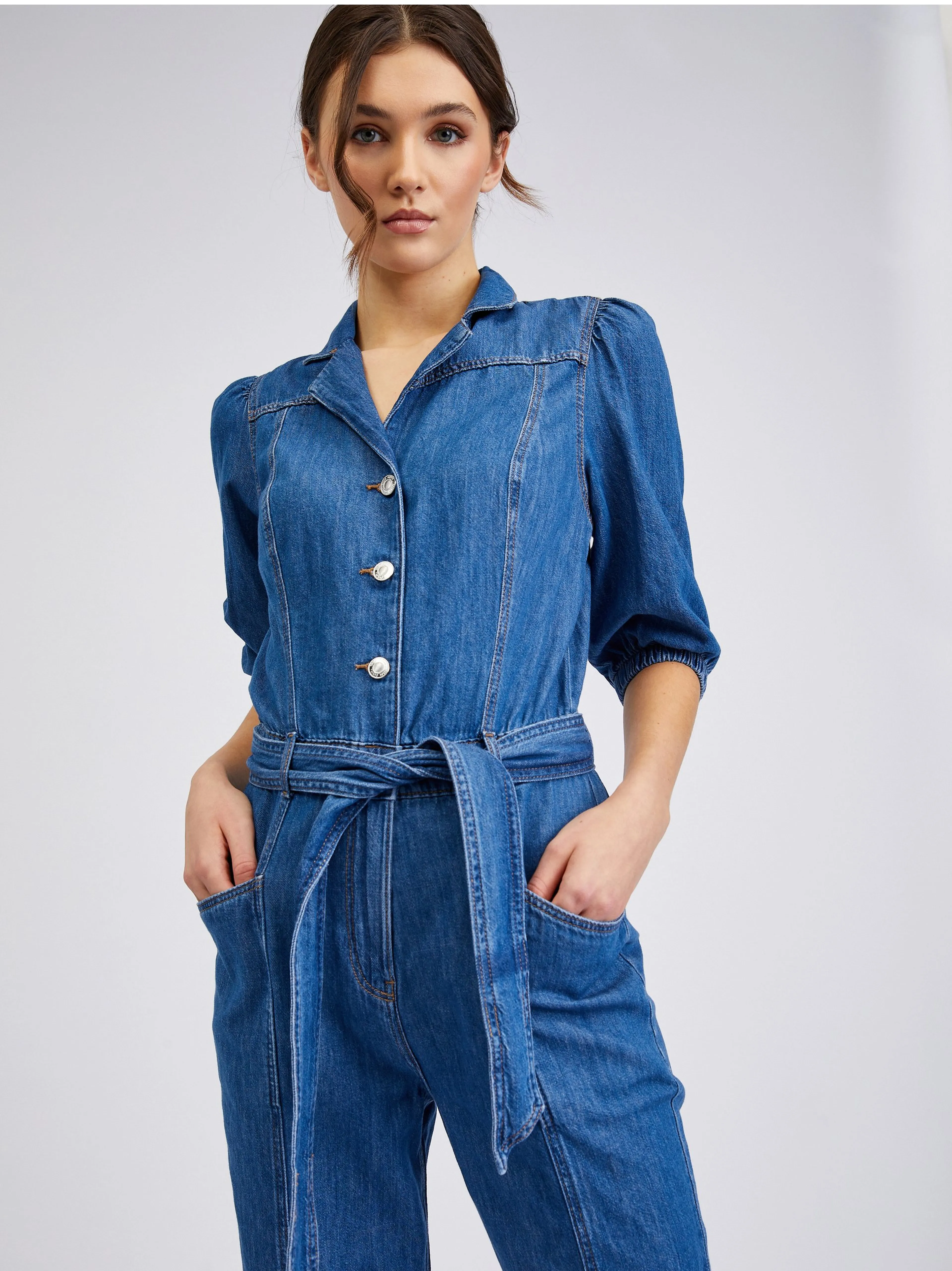 Blauer Damen-Jumpsuit aus Denim ORSAY