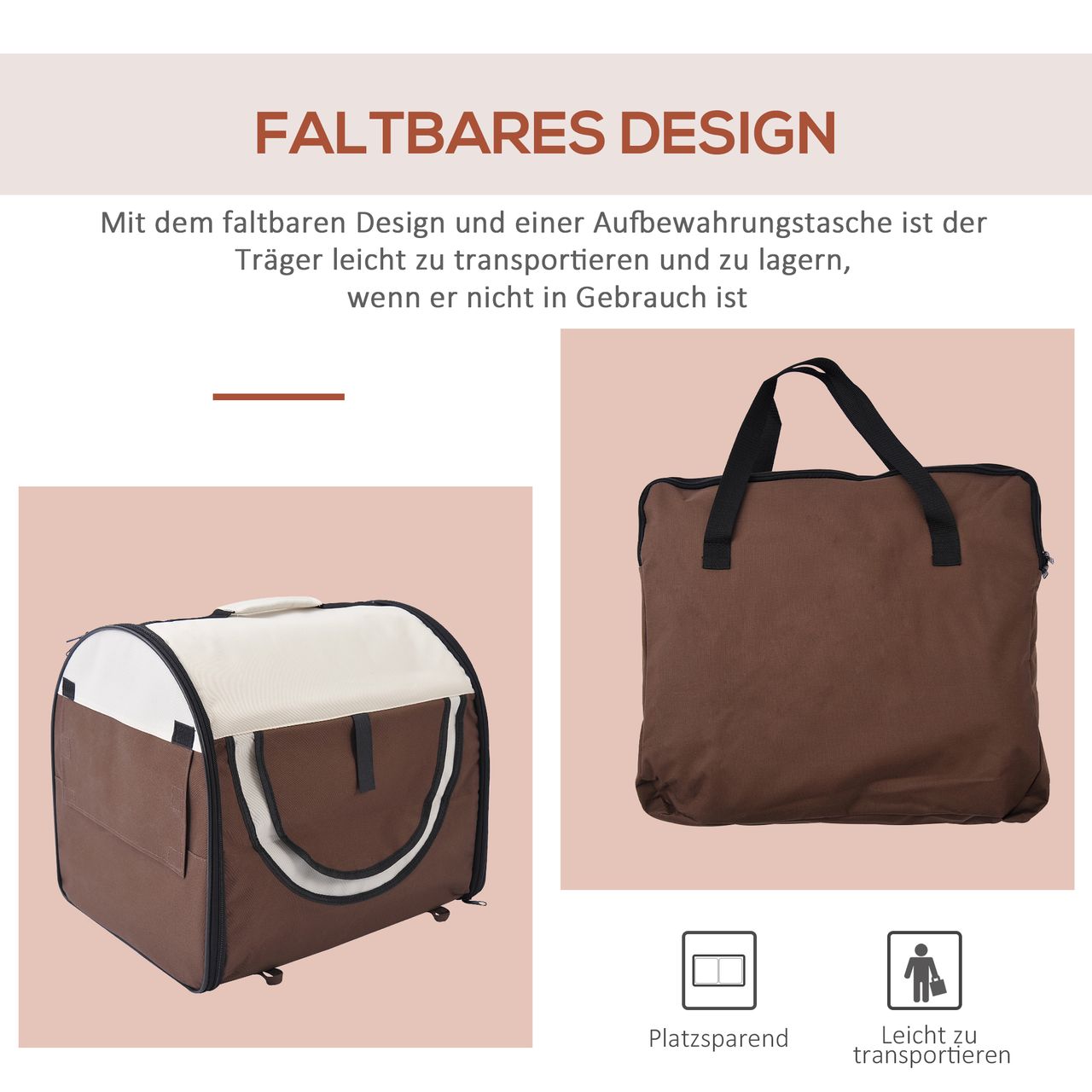 PawHut Hundebox faltbare Hundetransportbox Haustierrucksack 61 x 46 x 51 cm