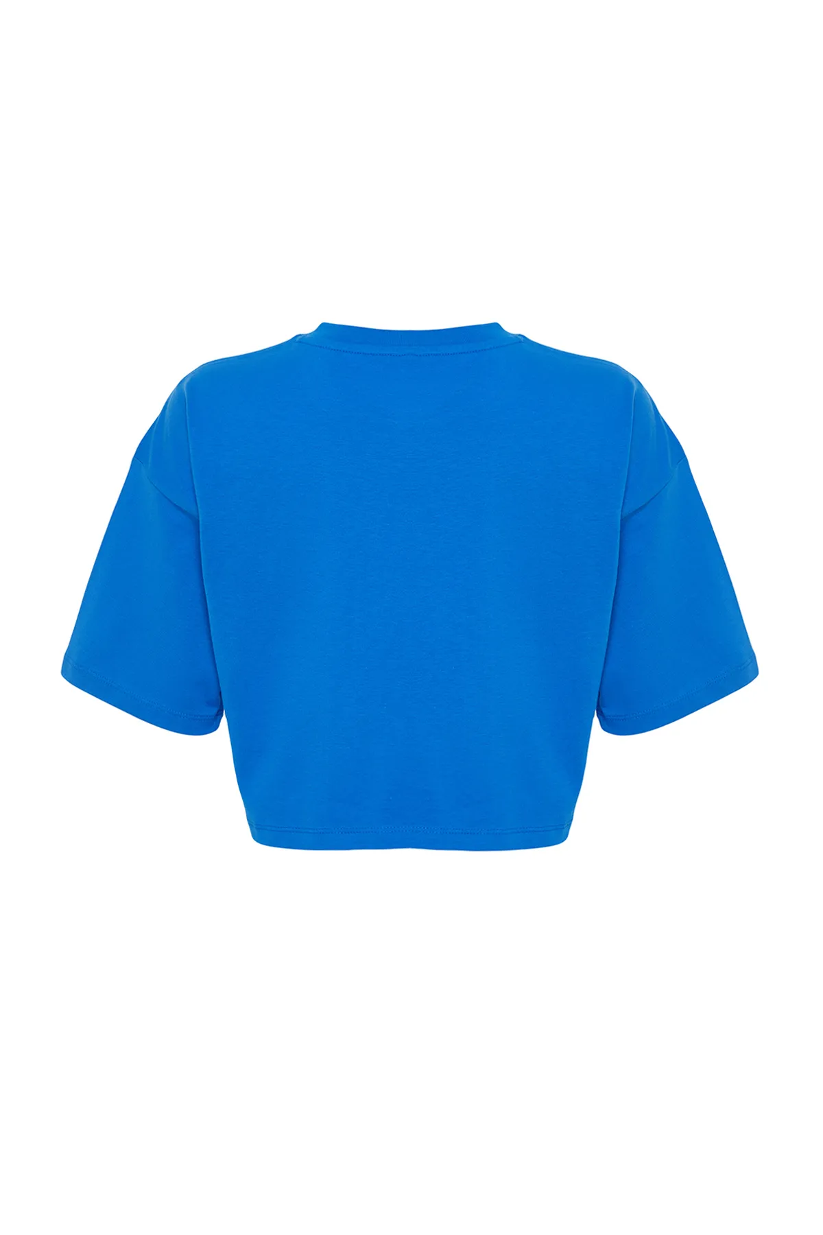 Trendyol Collection  Premium Saks Crop-Strick-T-Shirt aus 100 % Baumwolle TWOSS23TS00038