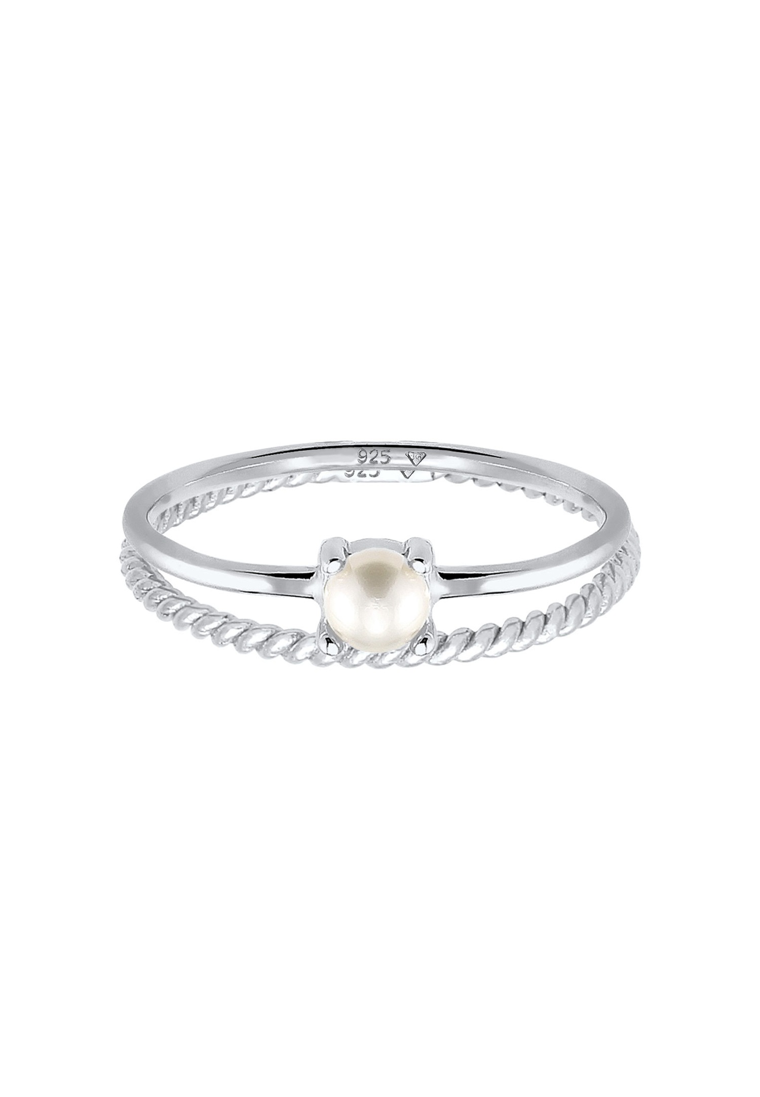 Elli PREMIUM Elli PREMIUM Women's Twisted Ring Set 2 pieces with cultured freshwater pearl in 925 sterling silver