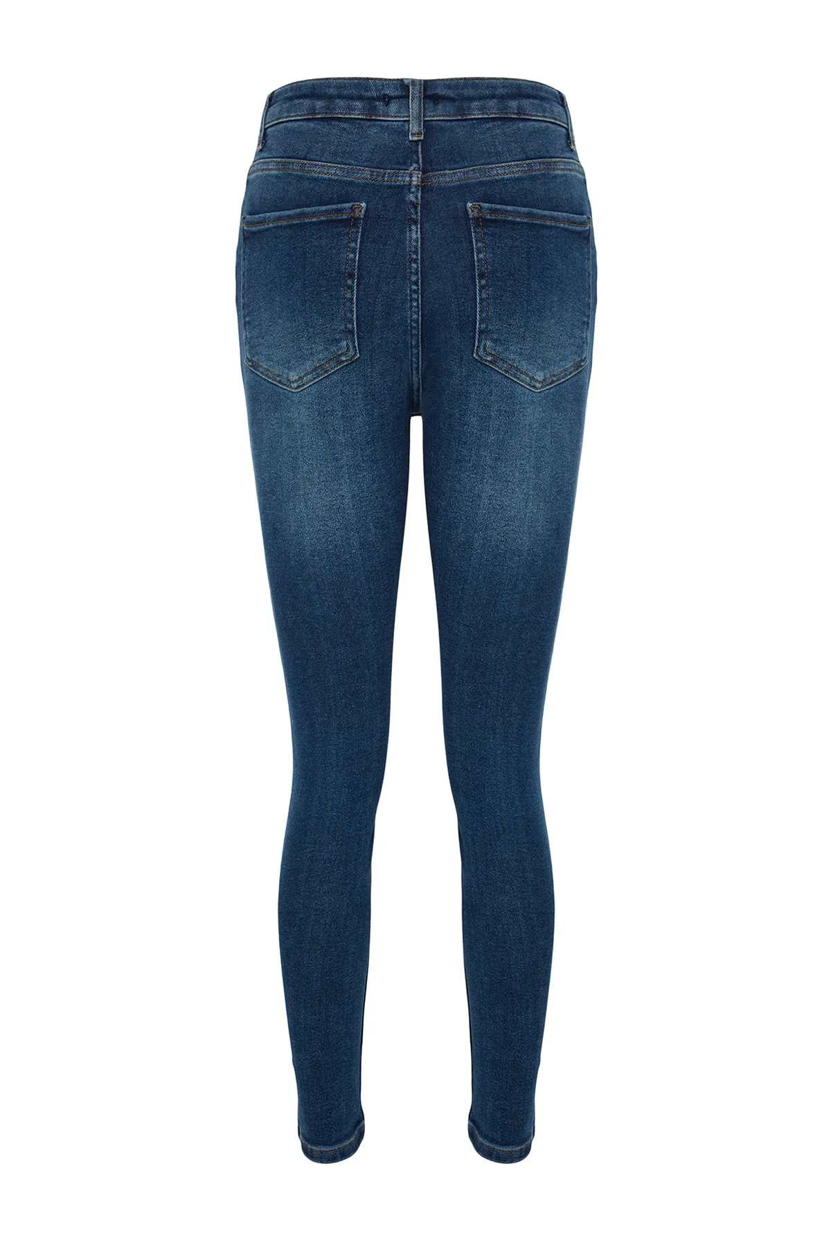 Trendyol Collection  Marineblaue Röhrenjeans mit hoher Taille TWOAW24JE00068