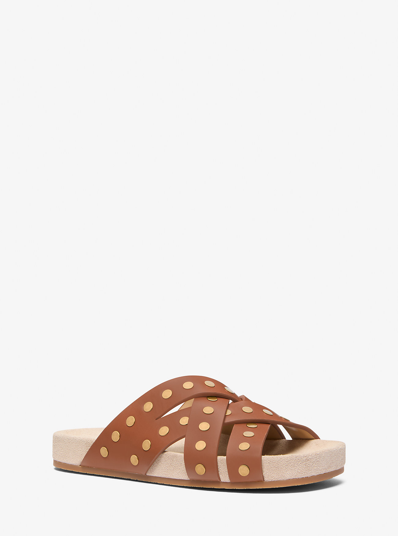 Irene Studded Leather Sandal - LUGGAGE