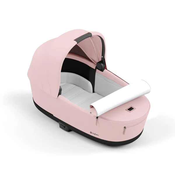 Cybex Priam V4 stroller set in peach pink with matte black frame