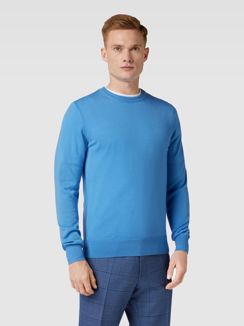 Strickpullover aus Lanawolle Modell 'MERINO' in royalblau