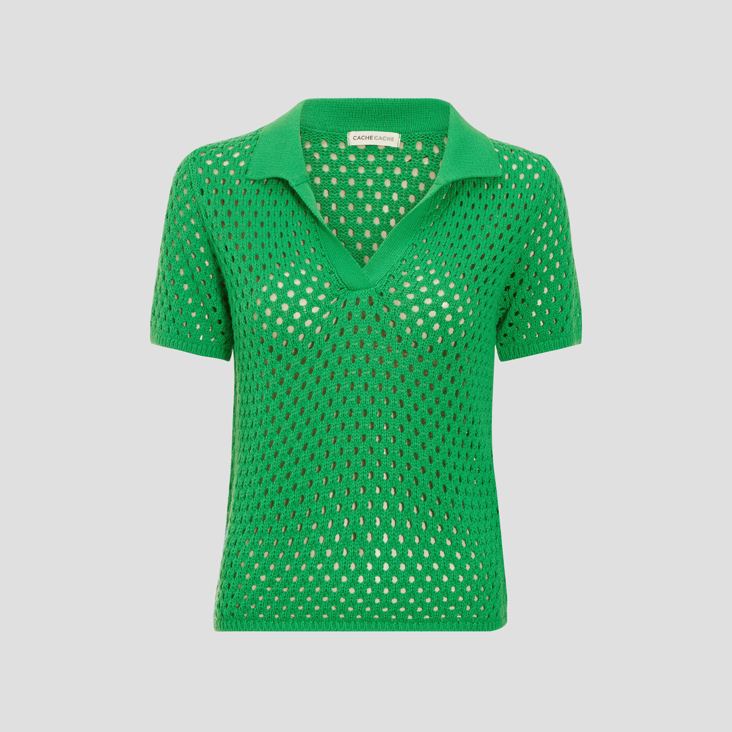 Polo manches courtes vert femme | Cache Cache