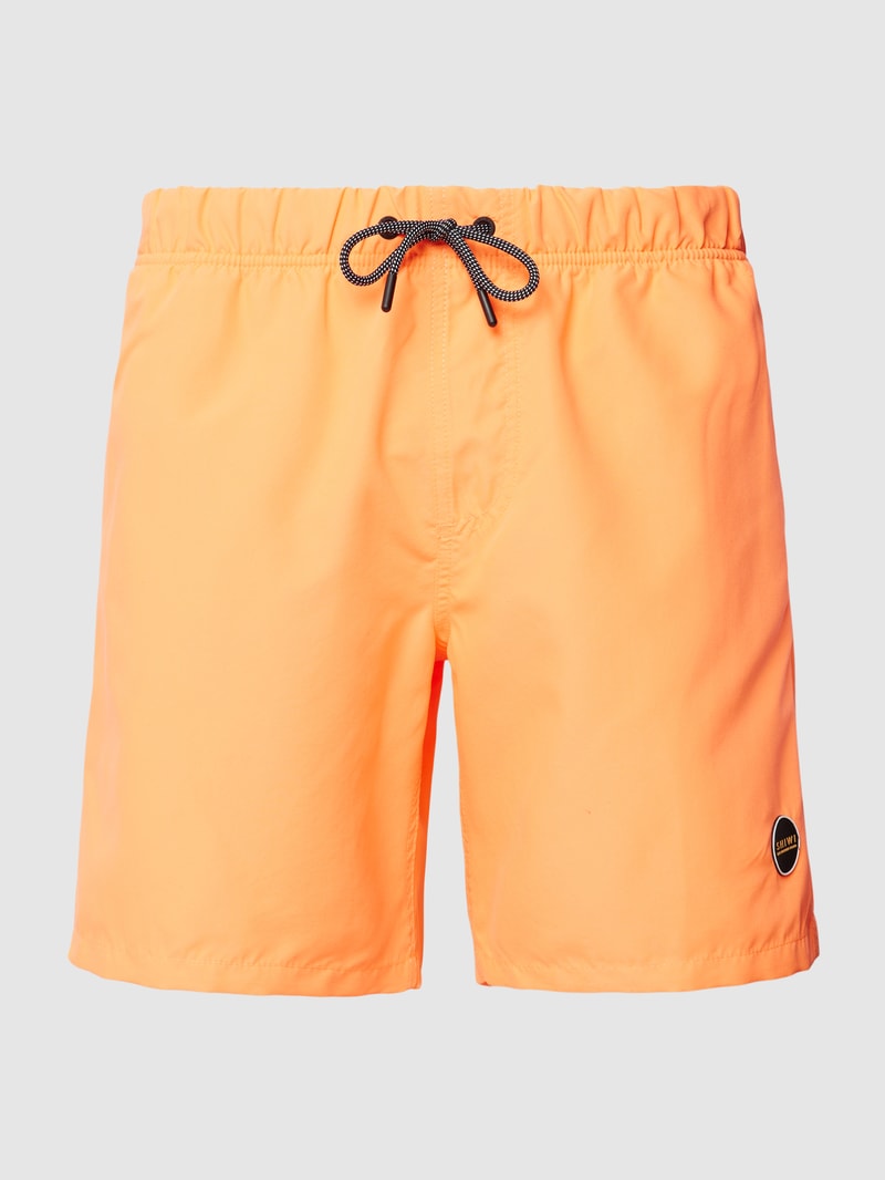 Badehose mit Label-Detail in neon orange