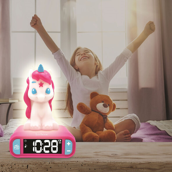 Digitaler Kinder-Wecker Einhorn, mit 3D Nachtlicht-Figur