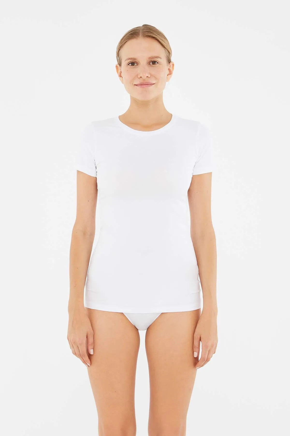 Dagi  Weißes Baumwoll-T-Shirt mit Rundhalsausschnitt