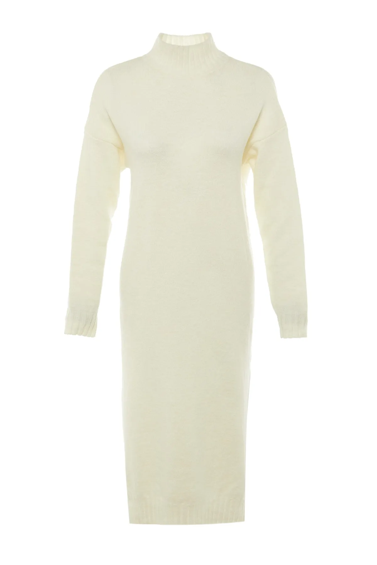 Trendyol Collection  Stone Wide Fit Midi-Strickkleid mit weicher Struktur und hohem Kragen TWOAW23EL0005