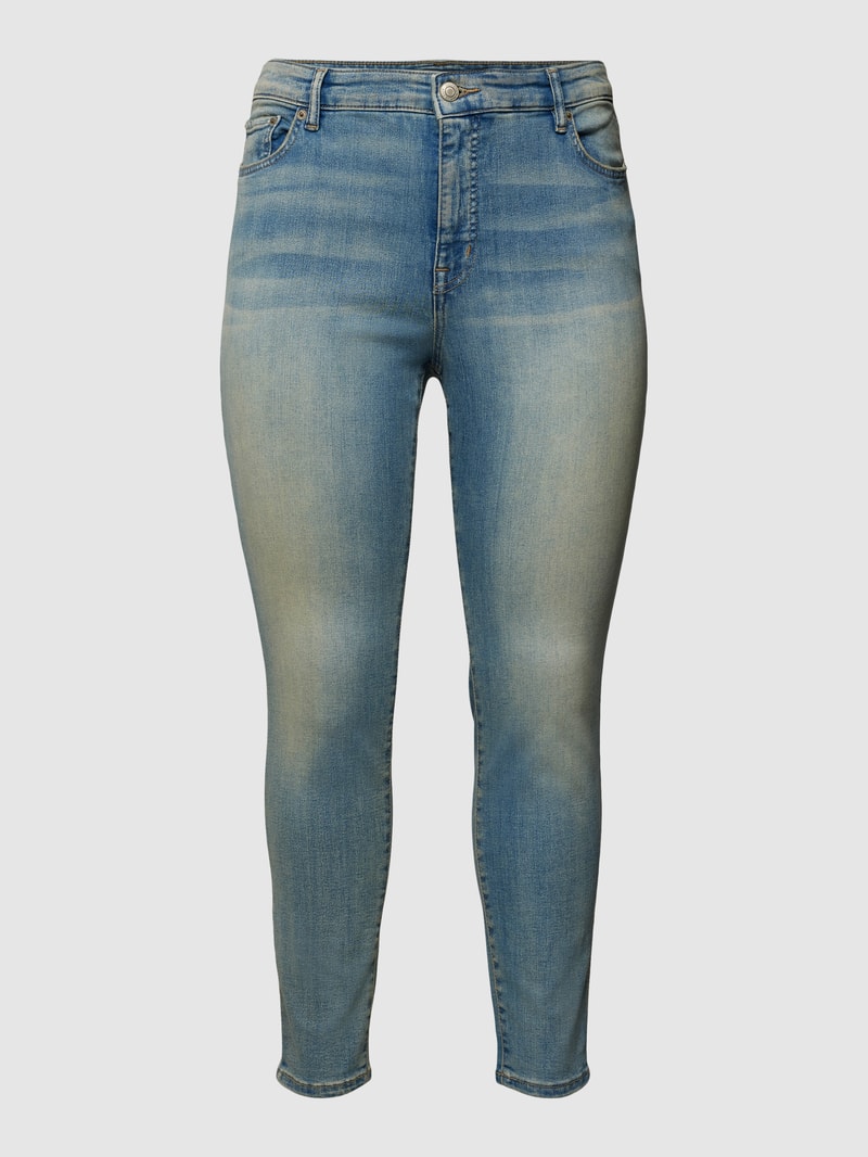PLUS SIZE Tapered Fit Jeans mit Label-Patch Modell 'ANKLE-SKINNY' in jeans