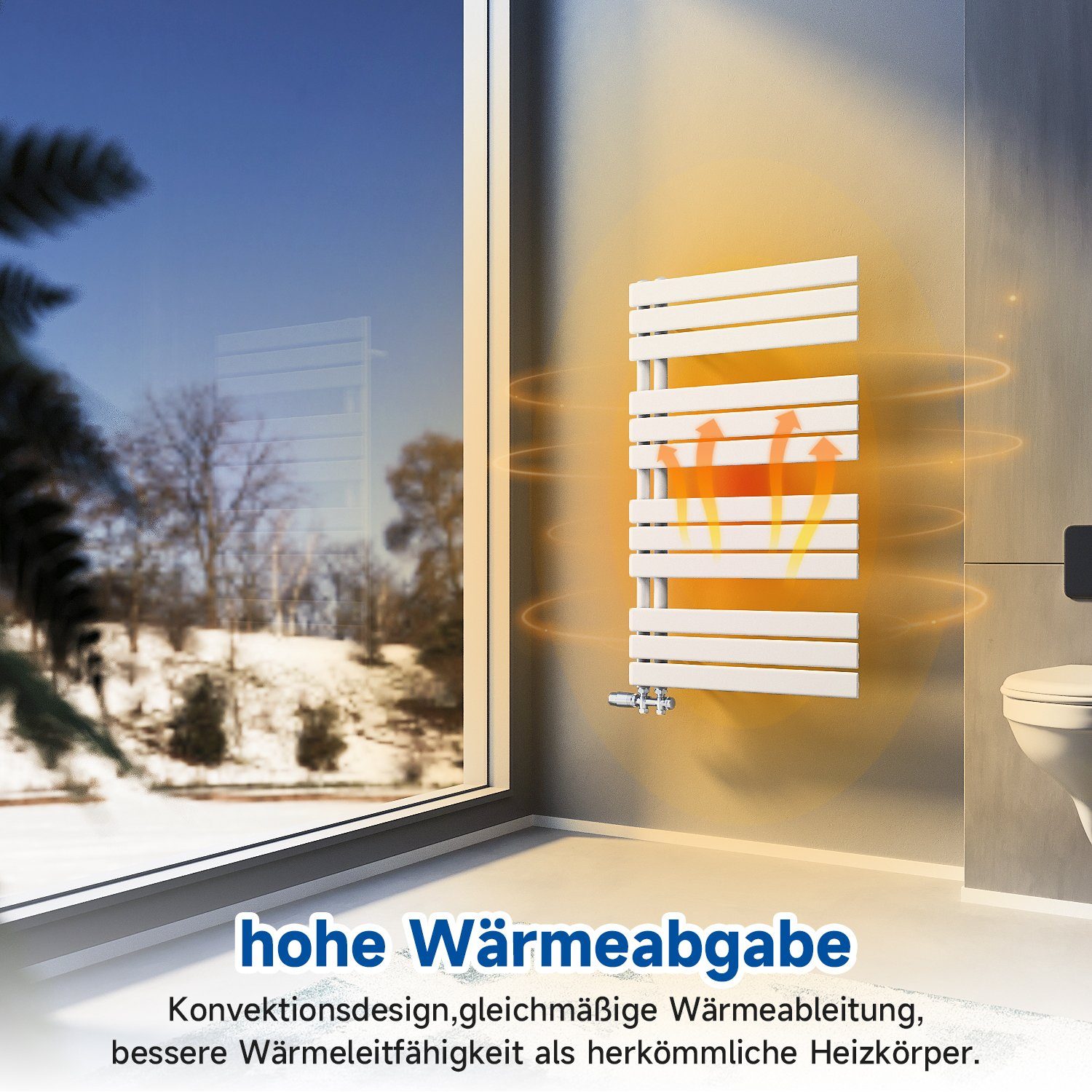 ELEGANT Badheizkörper Badheizkörper Weiß Heizkörper Design Handtuchtrockner Bad Warmwasser, ohne/mit Multiblock, flach, Mittelanschluss seitlich