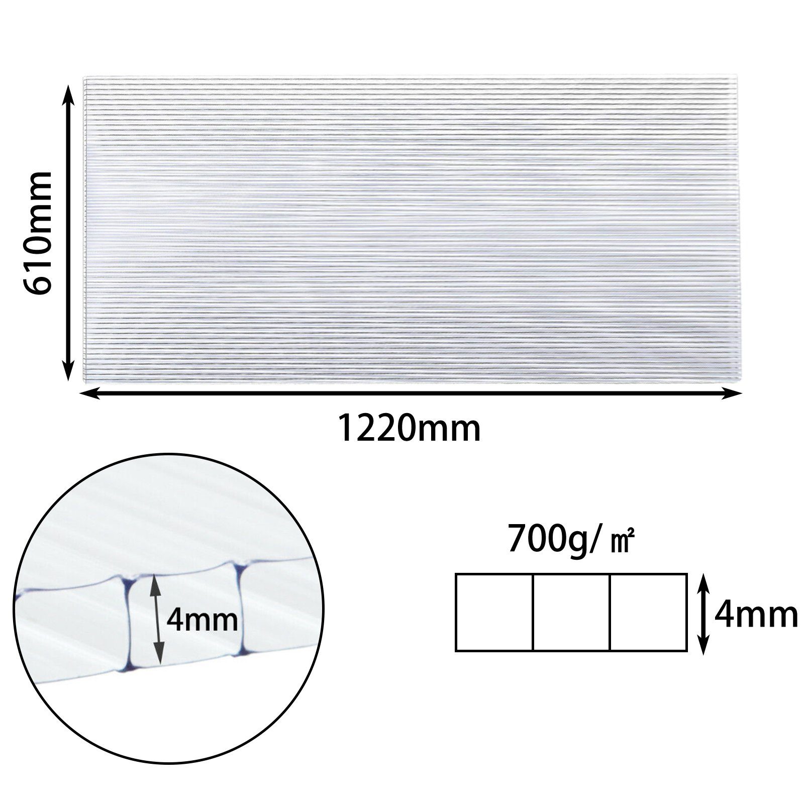 Thanaddo Gewächshaus 20 Stück 4mm Stegplatten Polycarbonat Hohlkammerstegplatten