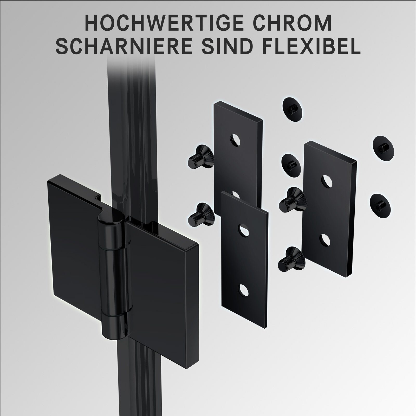 Boromal Badewannenaufsatz Duschwand Faltbar für Badewanne 120cm Schwarz 2-tlg mit 6mm ESG, Einscheibensicherheitsglas, Sicherheitsglas nach EN 12150, Wasserabweisende Nanobeschichtung