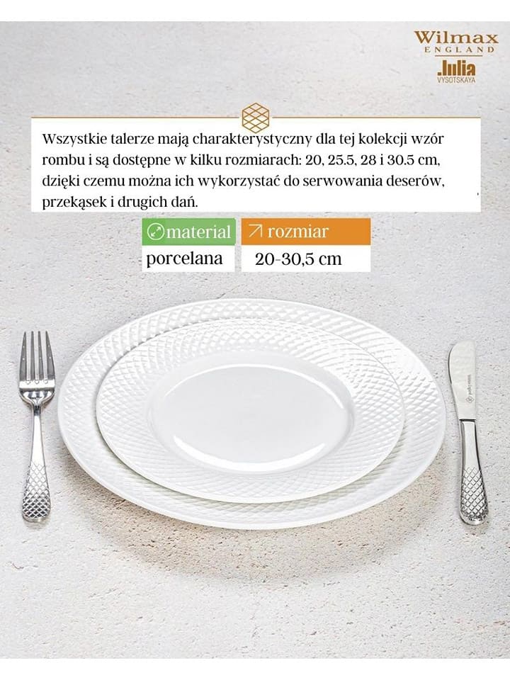 Wilmax 6er-Set: Dessertteller in Weiß - Ø 20 cm günstig kaufen onesize
