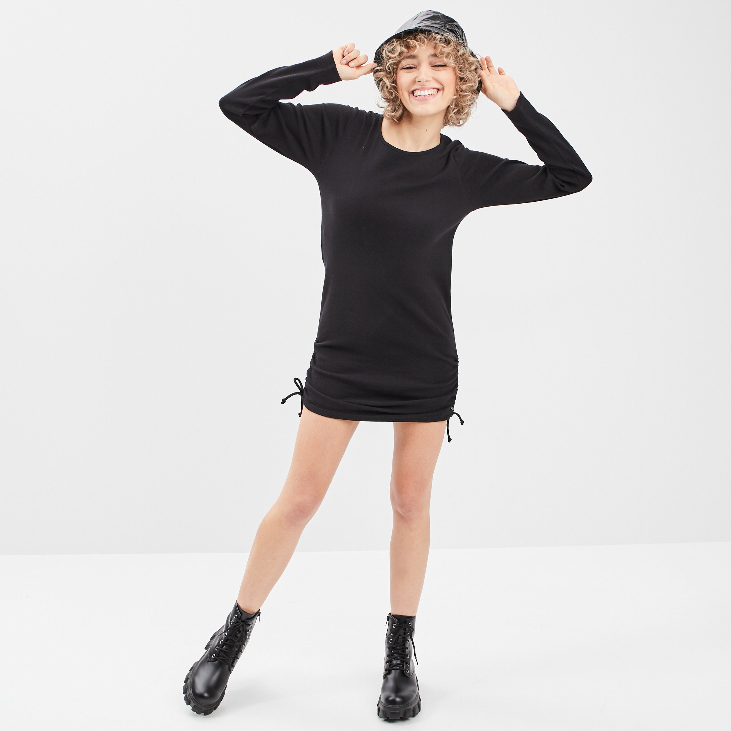 Robe droite avec liens noir femme | La Halle