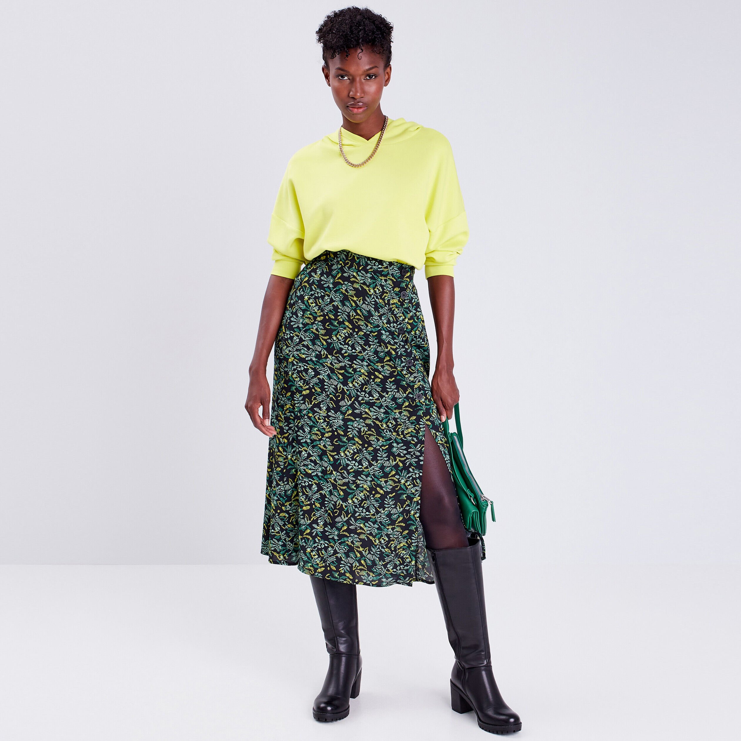 Sweat à capuche vert fluo femme | Cache Cache