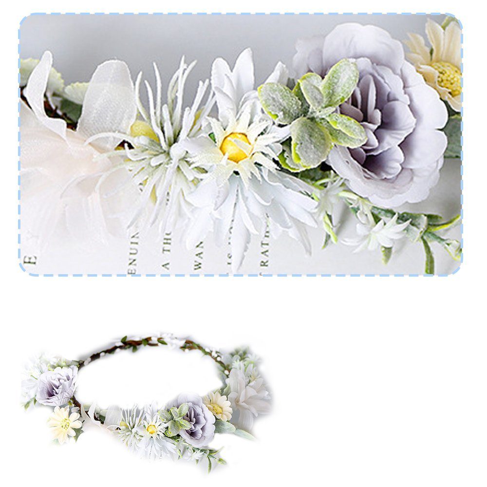 Opspring Haarband 1 Stück Feen-Blumenkrone handgefertigter Boho-grüner Blumenkranz Elfen