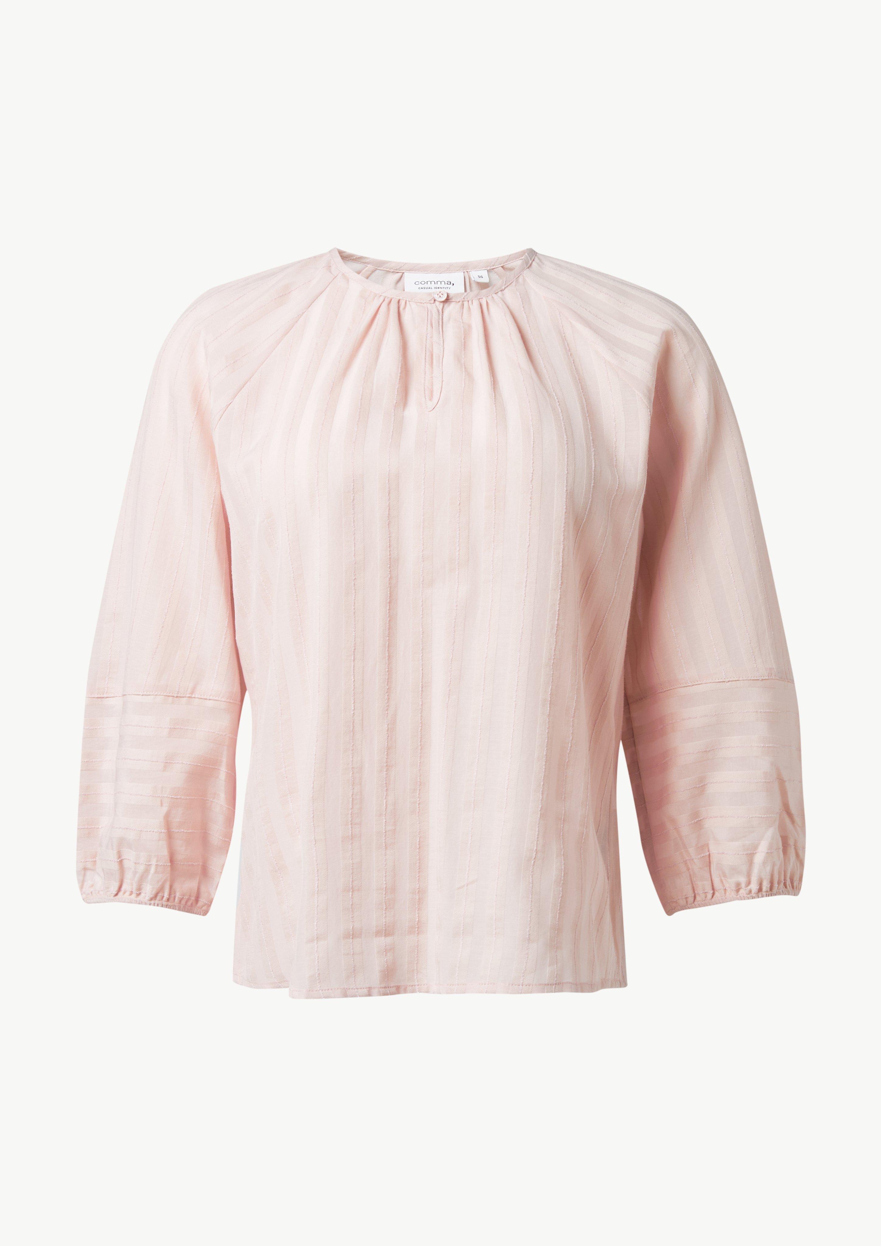 Tunika-Bluse aus Streifen-Jacquard - rosa