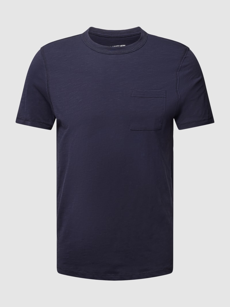 T-Shirt in melierter Optik mit Brusttasche in dunkelblau