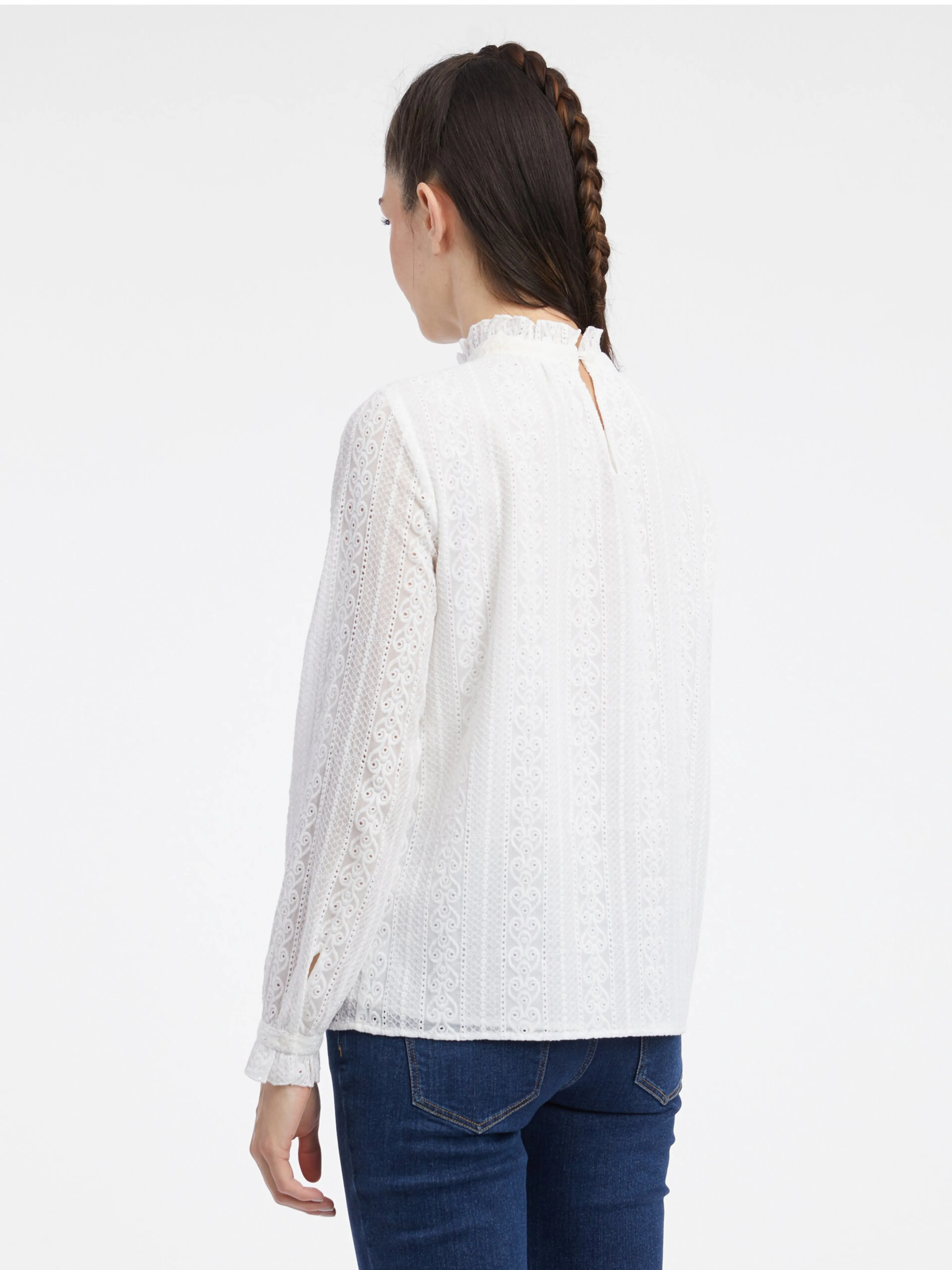 Weiße Damen-Spitzenbluse ORSAY