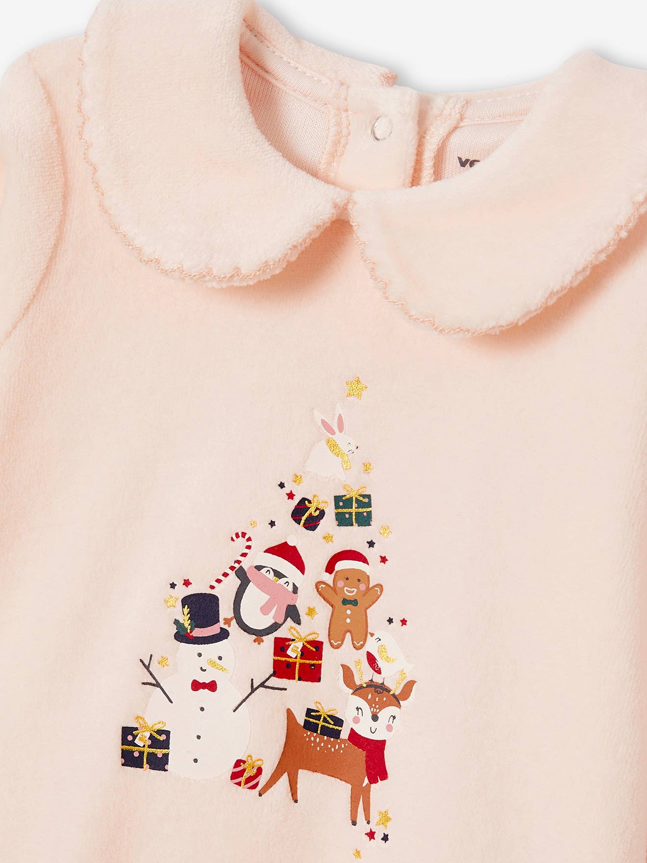 Vertbaudet Mädchen Baby Weihnachts-Strampler & Mütze Oeko-Tex - zartrosa