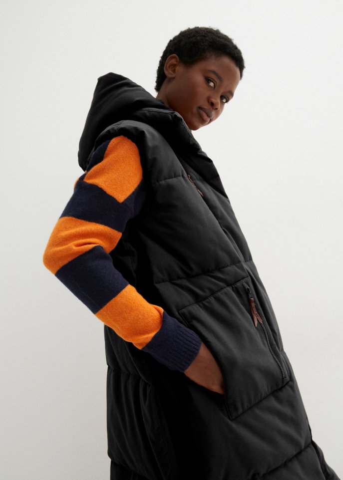 Oversize Puffer-Weste aus recyceltem Polyester mit Kapuze