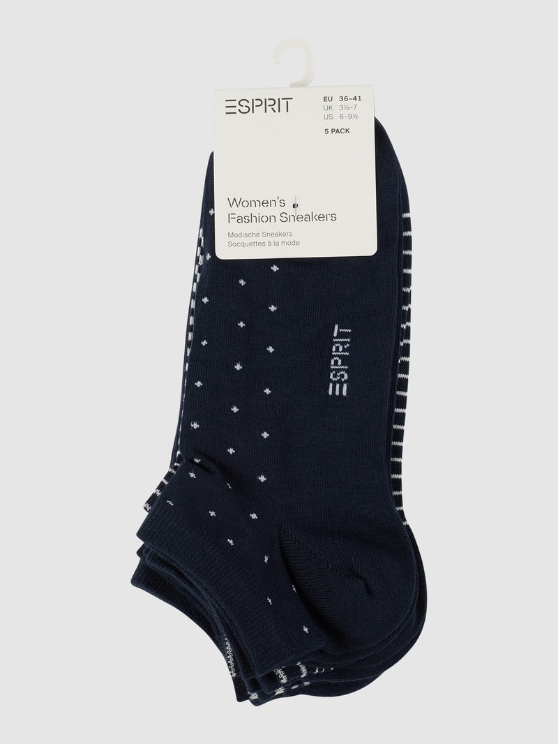 Sneakersocken mit Stretch-Anteil im 5er-Pack in marineblau
