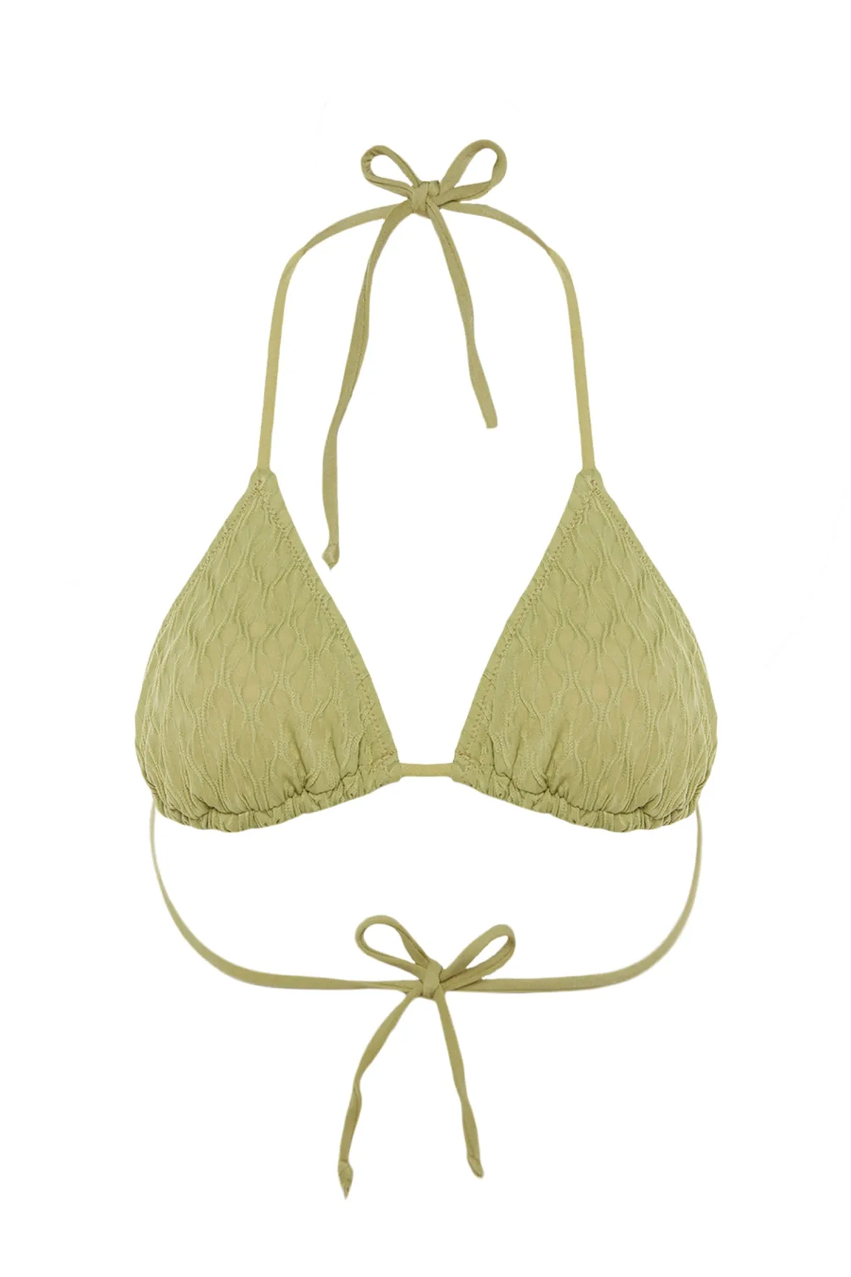 Trendyol Collection  Grünes dreieckiges strukturiertes Bikinioberteil TBESS23BU00272