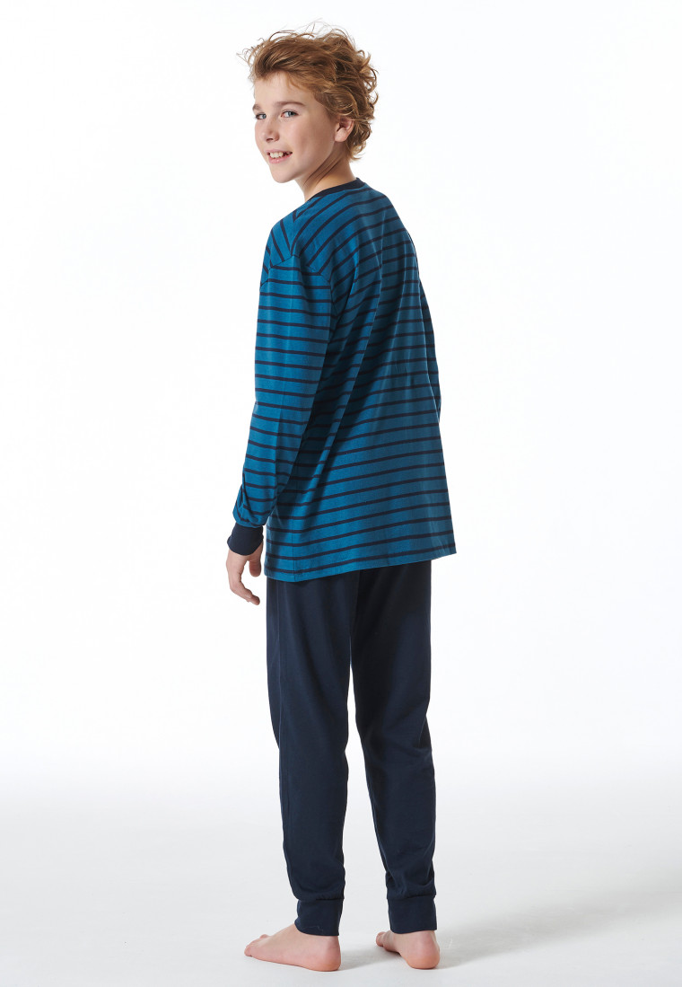 Schlafanzug lang Streifen mineral - Nightwear