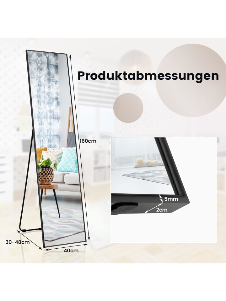 COSTWAY Ganzkörperspiegel 160x40cm in Schwarz günstig kaufen onesize