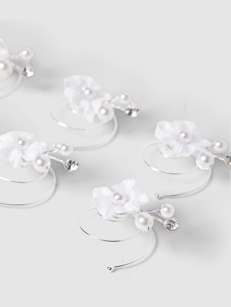 Haarschmuck mit Perlen im 6er-Pack in weiß